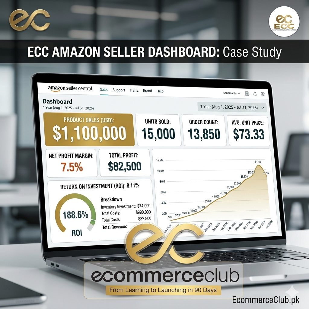 ECC Amazon Seller Dashboard case study — one year sales snapshot